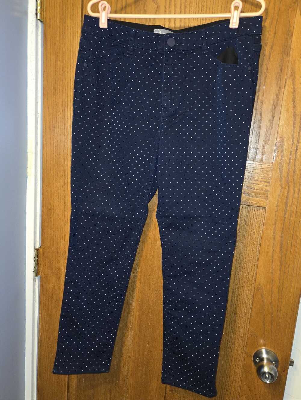 Wit & Wisdom Navy Polka Dot Cropped Pants Size 12